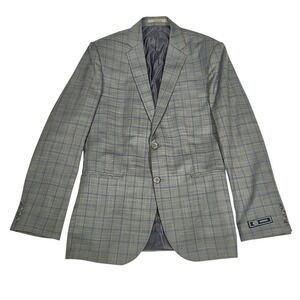 Gianni Versace Mens Plaid Check Wool Blend Blazer Sport Coat Size 36R Couture
